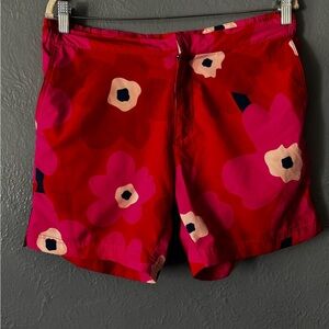 Fair Harbor Pink & Red Floral Hybrid Swim Trunks Shorts | Men’s 32